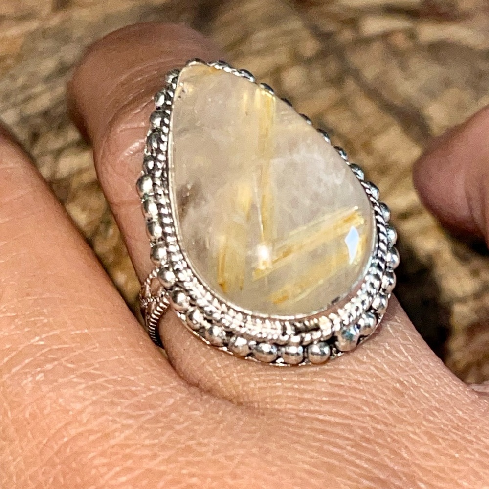 Needlelike Rutile Ring Size 8 3/4